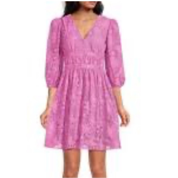 Rachel Parcell Floral Lace V-Neck 3/4
Blouson Sleeve A-Line Dress - Picture 1 of 13